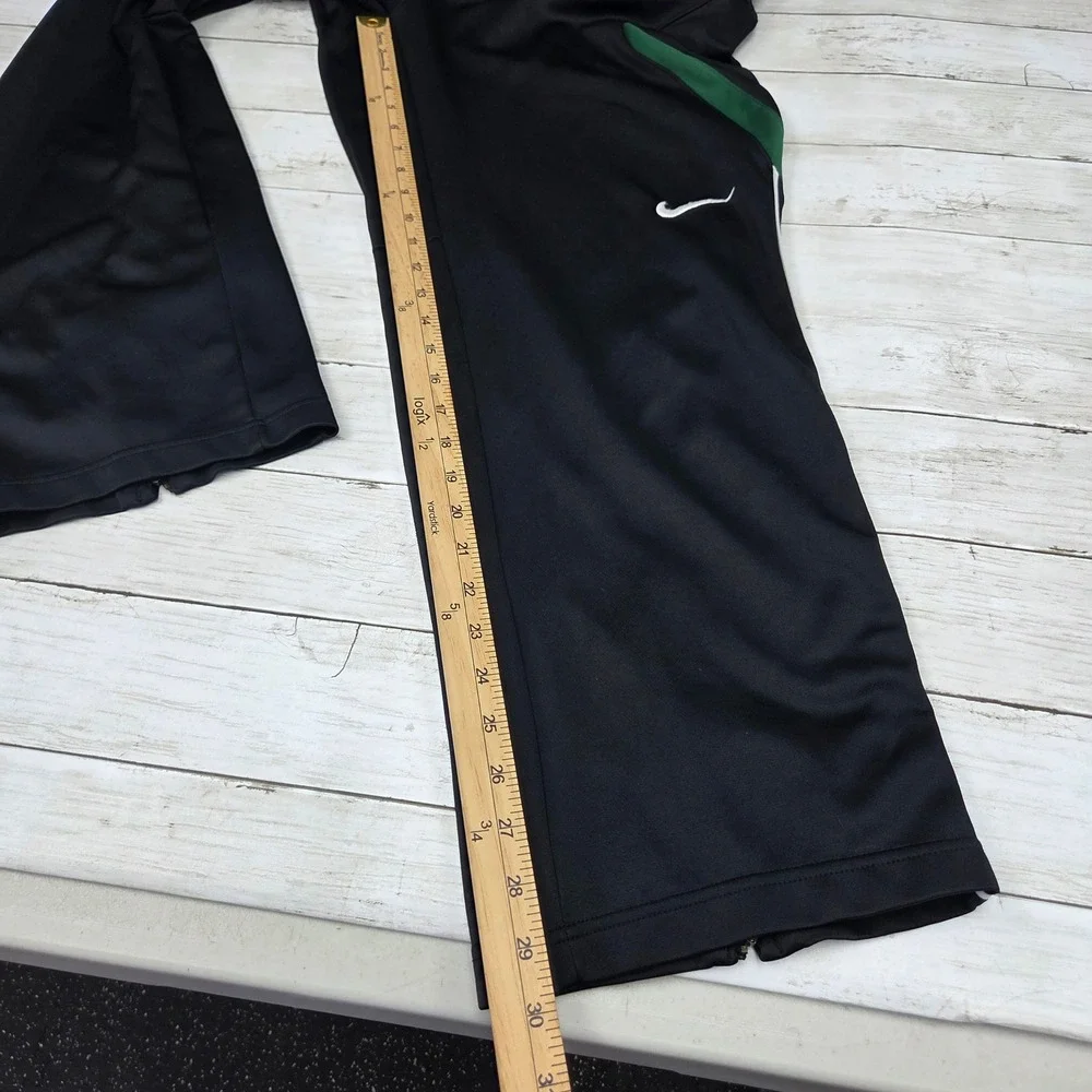 Nike Dri-FIT 642056-010 Track Pants Wide Leg Men M Black Green Bottom Zip
